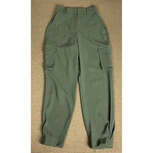 Express Ankle High Rise Green Cargo Pants Pleated Women's Size 0